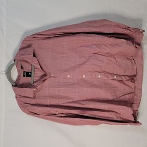 JF J. Ferrar Slim Fit Red and White Long Sleeve Button Down Size XXL